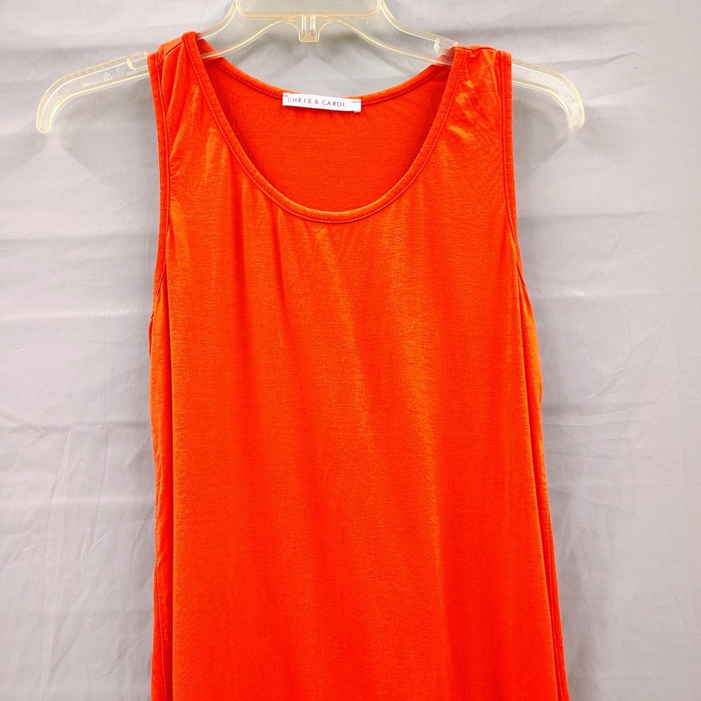 Chris & Carol Womens‎ Orange Scoop Neck Sleeveless Tank Top Size S Made in USA
